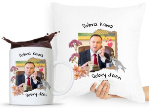 Zestaw Poduszka + Kubek Prezent Andrzej Duda Pis