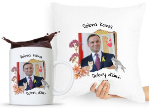 Zestaw Poduszka + Kubek Prezent Andrzej Duda Pis