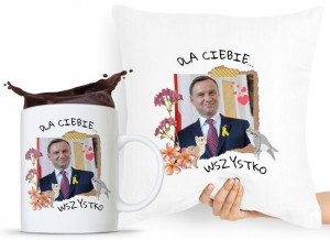 Zestaw Poduszka + Kubek Prezent Andrzej Duda Pis