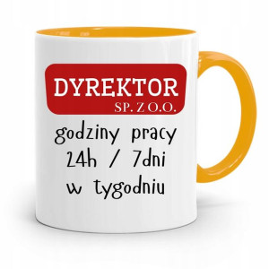 Dla Dyrektora Kubek Żółty Godziny Pracy Prezent