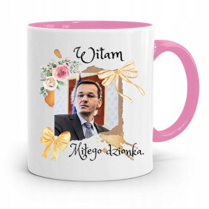 Kubek Różowy Politycy Premier Mateusz Morawiecki