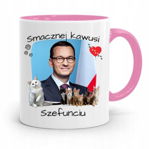Kubek Różowy Politycy Premier Mateusz Morawiecki