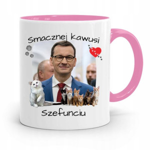 Kubek Różowy Politycy Premier Mateusz Morawiecki