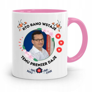 Kubek Różowy Politycy Premier Mateusz Morawiecki