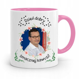Kubek Różowy Politycy Premier Mateusz Morawiecki