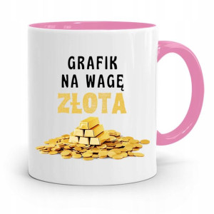Kubek Różowy Prezent Dla Grafika Na Wagę Złota!