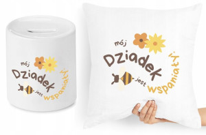 Dla Dziadka Zestaw Poduszka + Skarbonka Prezent