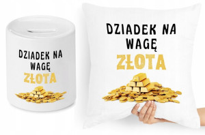 Dla Dziadka Zestaw Poduszka + Skarbonka Prezent