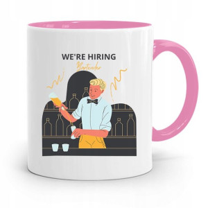 Kubek Różowy Dla Barmana Hiring Bartender Prezent