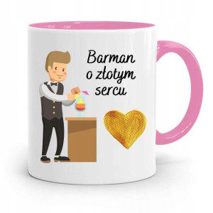 Kubek Różowy Dla Barmana O Złotym Sercu Prezent