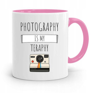 Kubek Różowy Dla Fotografa Is My Therapy Prezent