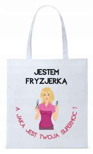 Dla Fryzjera Fryzjerki Torba Eco Biała Shopper