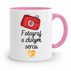 Kubek Różowy Dla Fotografa O Złotym Sercu Prezent