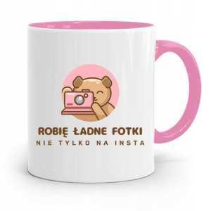 Kubek Różowy Dla Fotografa Robie Ładne Fotki
