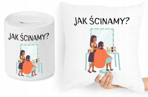 Dla Fryzjera Fryzjerki Zestaw Poduszka + Skarbonka