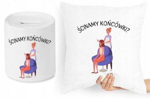 Dla Fryzjera Fryzjerki Zestaw Poduszka + Skarbonka