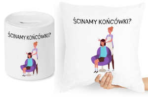 Dla Fryzjera Fryzjerki Zestaw Poduszka + Skarbonka