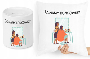Dla Fryzjera Fryzjerki Zestaw Poduszka + Skarbonka