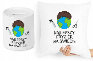 Dla Fryzjera Fryzjerki Zestaw Poduszka + Skarbonka