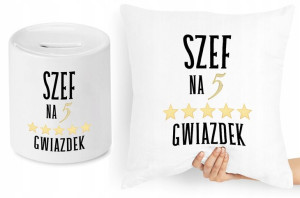 Dla Szefa Szefowej Zestaw Poduszka + Skarbonka
