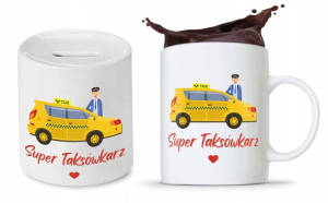 Dla Taksówkarza Zestaw Kubek + Skarbonka Prezent