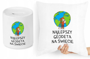 Dla Geodety Zestaw Poduszka + Skarbonka Prezent