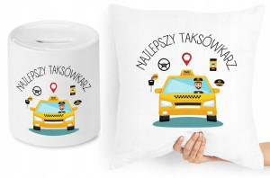 Dla Taksówkarza Zestaw Poduszka + Skarbonka