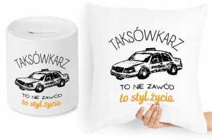 Dla Taksówkarza Zestaw Poduszka + Skarbonka