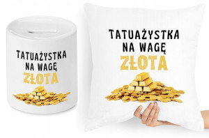 Dla Tatuażysty Zestaw Poduszka + Skarbonka Prezent