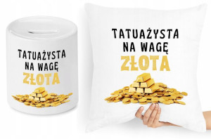 Dla Tatuażysty Zestaw Poduszka + Skarbonka Prezent