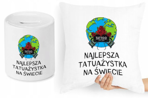 Dla Tatuażysty Zestaw Poduszka + Skarbonka Prezent