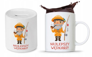 Zestaw Dla Wędkarza Rybaka Kubek + Skarbonka