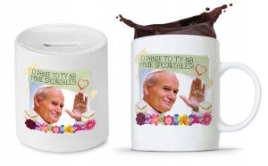 Zestaw Jan Paweł Papaj Prezent Kubek + Skarbonka