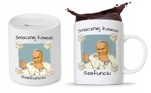 Zestaw Jan Paweł Papaj Prezent Kubek + Skarbonka