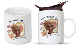 Zestaw Jan Paweł Papaj Prezent Kubek + Skarbonka