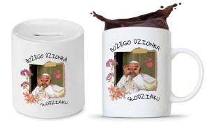 Zestaw Jan Paweł Papaj Prezent Kubek + Skarbonka