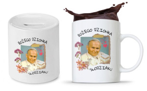 Zestaw Jan Paweł Papaj Prezent Kubek + Skarbonka