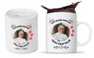 Zestaw Jan Paweł Papaj Prezent Kubek + Skarbonka