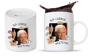 Zestaw Jarosław Kaczyński Pis Kubek + Skarbonka