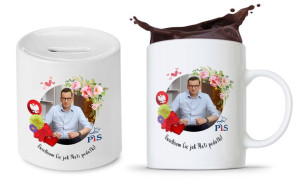 Zestaw Mateusz Morawiecki Pis Kubek + Skarbonka