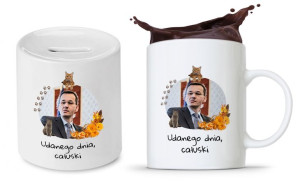 Zestaw Mateusz Morawiecki Pis Kubek + Skarbonka