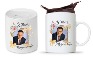 Zestaw Mateusz Morawiecki Pis Kubek + Skarbonka