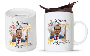 Zestaw Mateusz Morawiecki Pis Kubek + Skarbonka