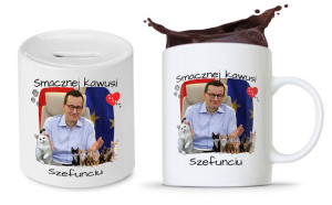 Zestaw Mateusz Morawiecki Pis Kubek + Skarbonka