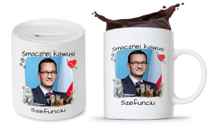 Zestaw Mateusz Morawiecki Pis Kubek + Skarbonka