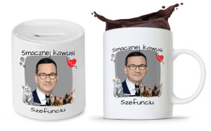 Zestaw Mateusz Morawiecki Pis Kubek + Skarbonka