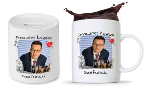 Zestaw Mateusz Morawiecki Pis Kubek + Skarbonka