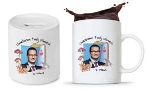 Zestaw Mateusz Morawiecki Pis Kubek + Skarbonka