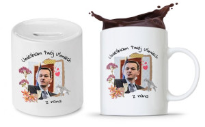Zestaw Mateusz Morawiecki Pis Kubek + Skarbonka
