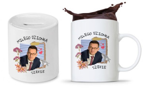 Zestaw Mateusz Morawiecki Pis Kubek + Skarbonka